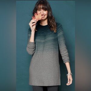 J Jill Cotton Blend Tunic Peacock Ombré Knit Sweater Long sleeve